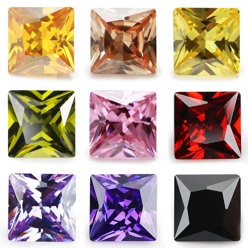 

Size 1.5x1.5mm~12x12mm Square Shape Princess Cut Loose Cubic Zirconia Stone 5A CZ Stones Pink Black Violet Amethyst Color Garnet