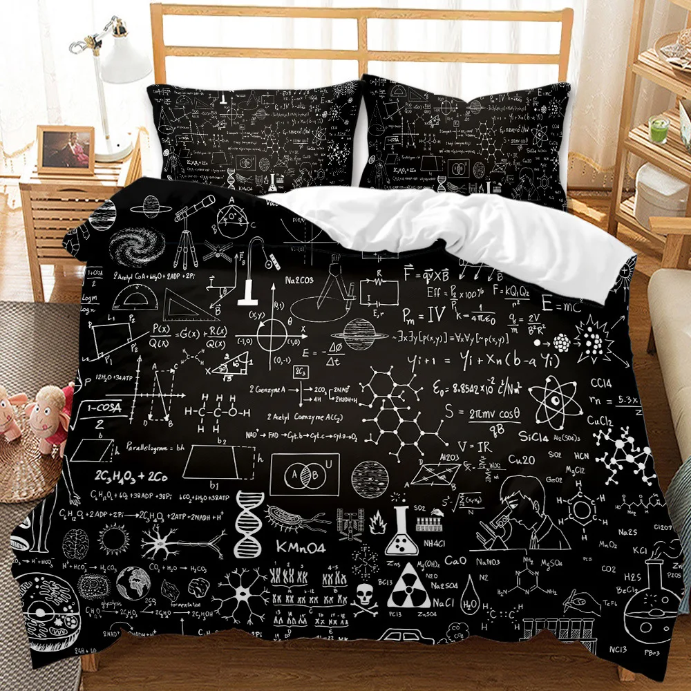 

Mathematical Formula Bedding Set Math Equation Quilt Cover 2/3pcs 200x200 Full Size Kids Teens Bedclothes Bed Linen(NO Sheet)