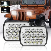 2pcs led 5x7 7x6 inch square headlight retangular feixe farol com highlow drl for jeep cherokee xj wrangler truck 4x4