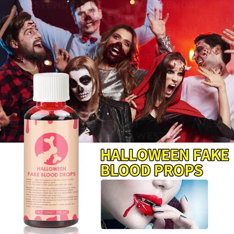 

50ML Halloween fake blood props Vampire Zombie Blood Cosplay Makeup Atmosphere Simulation supplies Blood Splash Safe Washable