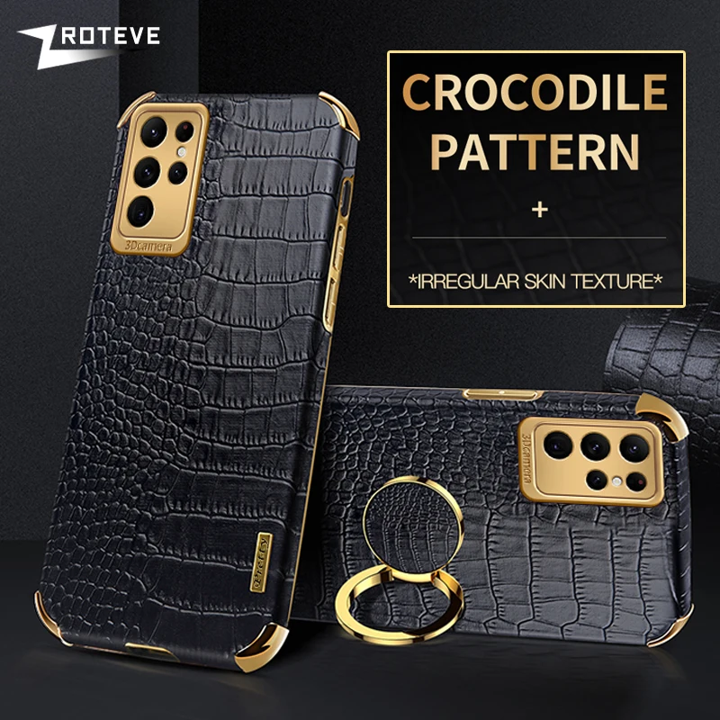 

S23 Case ZROTEVE Crocodile Pattern Leather Cover For Samsung Galaxy S22 Ultra S20 S21 FE Note 20 9 10 Lite Note20 S10 Plus Cases