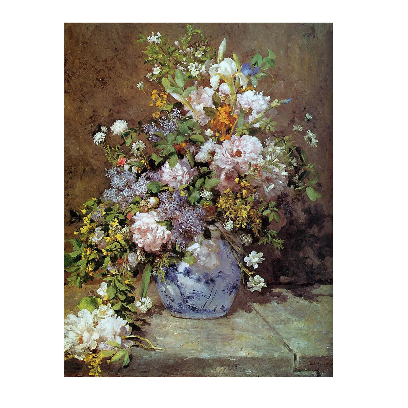 

Hand painted high quality reproduction of Spring Bouquet by Renoir flower oil painting on canvas modern home wall decor picture