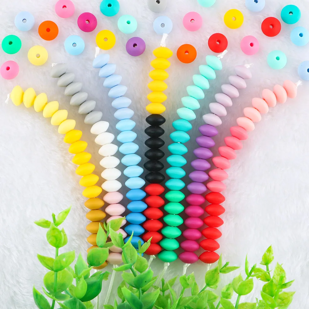 

Sunrony 50Pcs 12mm Pearl Silicone Lentil Beads Eco-Friendly Beads For Bracelets DIY Pacifier Chain Components for jewelry making
