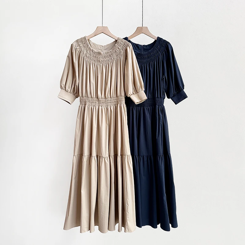 Платье средней длины цвета хаки/черное с рукавами UK 6-16