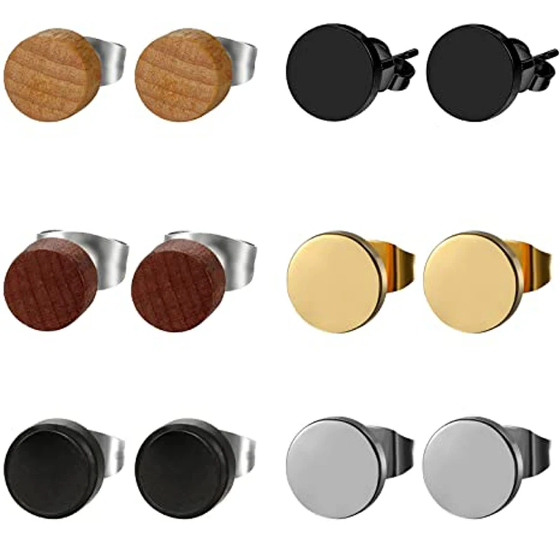 

Серьги-гвоздики из нержавеющей стали, 8 мм, 6 пар