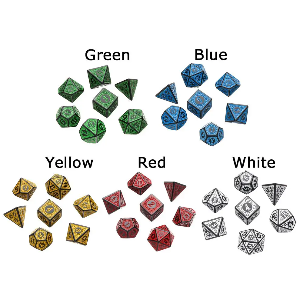 D4 D6 D8 D10 Polyhedral для TRPG DND Glitter iiровный игровой аксессуар набор игральных костей