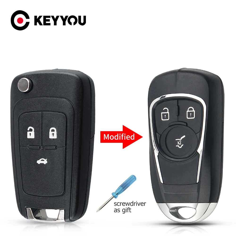 

KEYYOU Modified Flip Remote Key Shell For Opel Insignia Astra J Zafira For Chevrolet Cruze Replacement 3 Buttons HU100