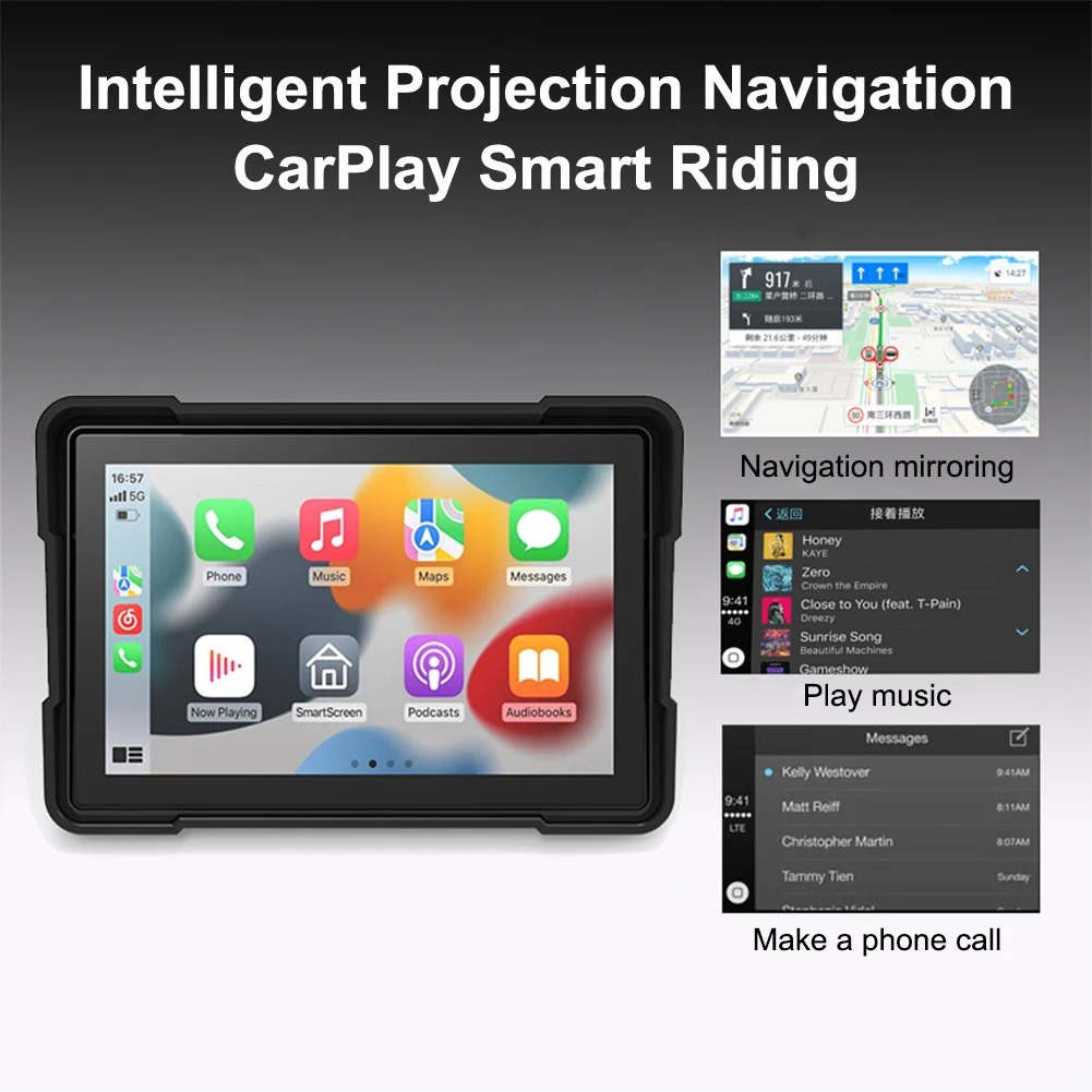 Новый беспроводной мотоциклетный CarPlay ЖК-дисплей сенсорный экран Apple Android Авто Moto