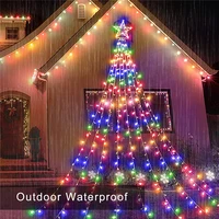 creative led five pointed star waterfall christmas string lights outdoor waterproof garden decoration garland for party wedding
