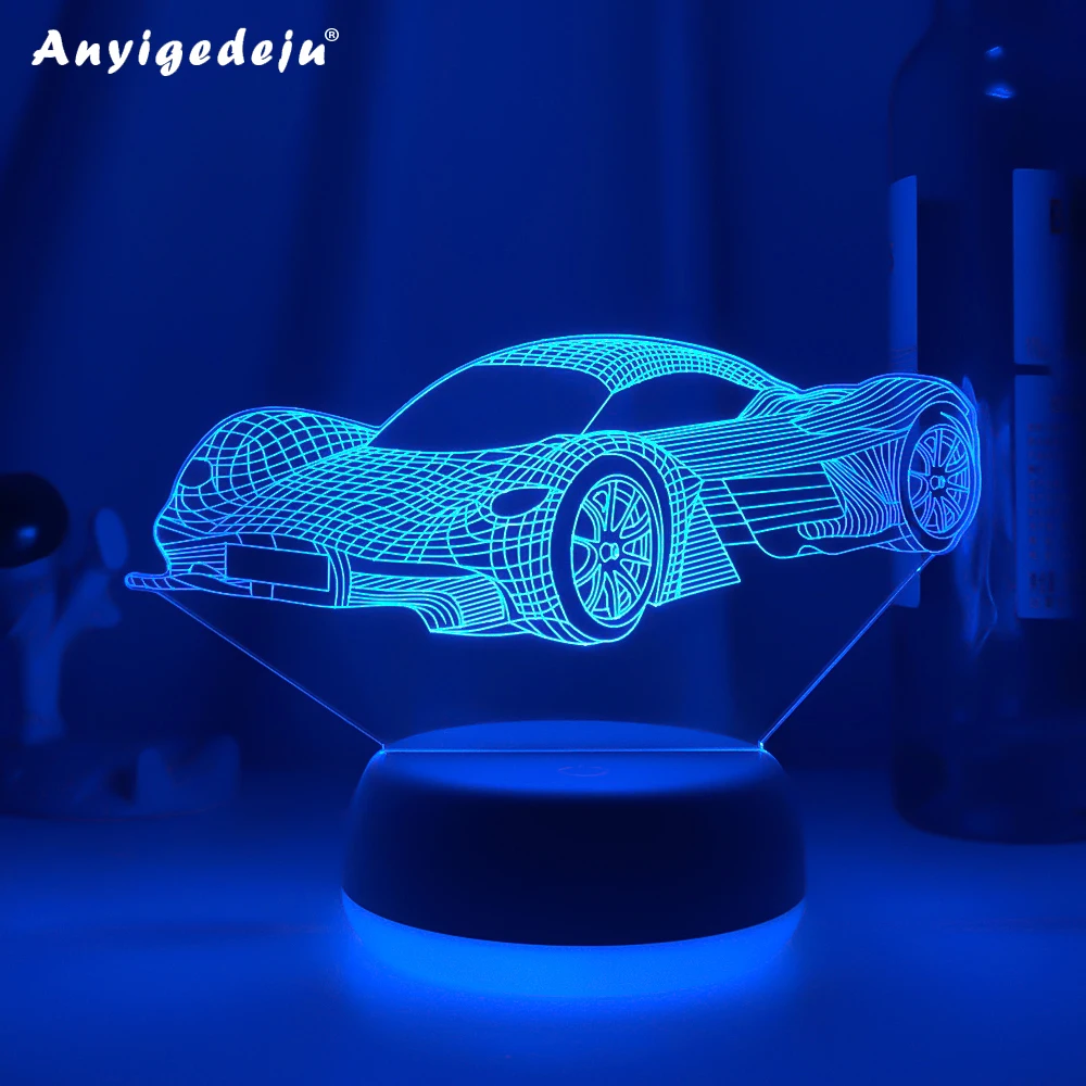 

New Sport Car 3d Illusion Lamp for Child Bedroom Decor Nightlight Color Changing Atmosphere Event Prize Led Night Light Supercar