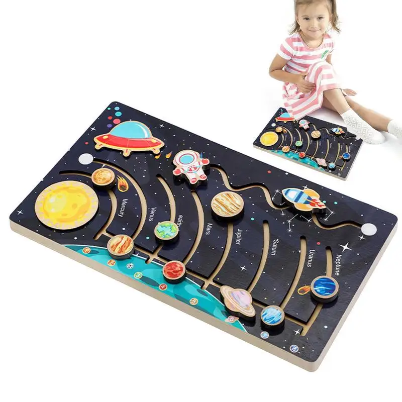 

Solar System Model Board Solar System Project Wooden Outer Space Themed Educational Puzzle Game Toy Set Creative Kids School