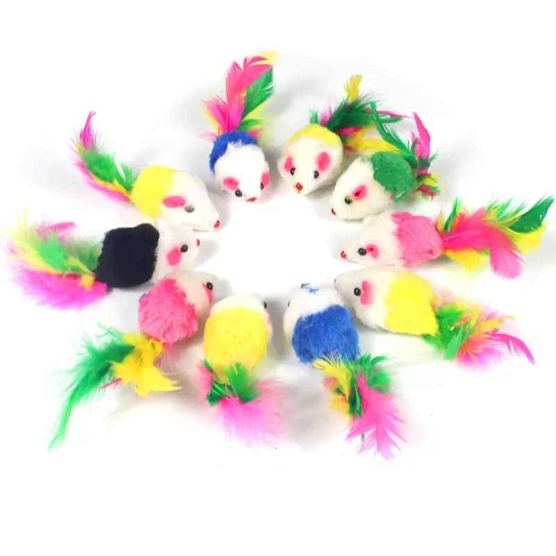 

Soft Fleece False Mouse Cat Toys Colorful Feather Funny Playing Toys For Cats Kitten Interactive Ball Cat Toy Catnipkitchen acce
