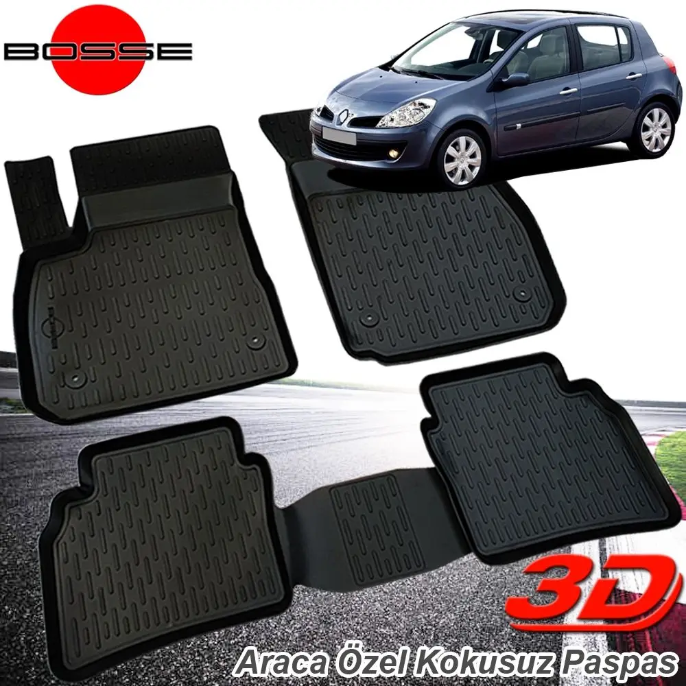 

Напольный коврик Renault Clio 3, 3D, бассейн 2006, универсальный автомобильный коврик, противоскользящий, искусственная кожа, аксессуары для интерье...