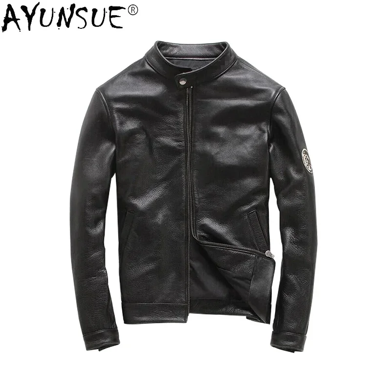 AYUNSUE мужская куртка из натуральной коровьей кожи весенне-осенняя короткая