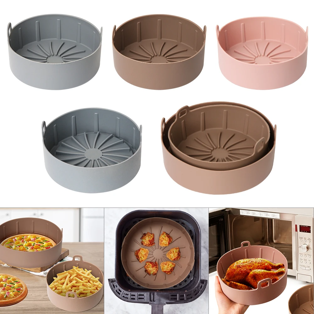 

Reusable Nonstick Pans Silicone Pot Air Fryer Accessories Baking Basket Air Fryer Silicone Grill Pan Baking Tool Tray Cake Pan
