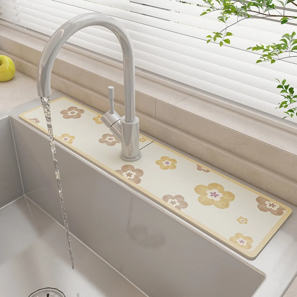 

Quick Drying Faucet Drain Pad Soft Non slip Countertop Protection Mat Diatom Mud Sink Splash Guard Bathroom