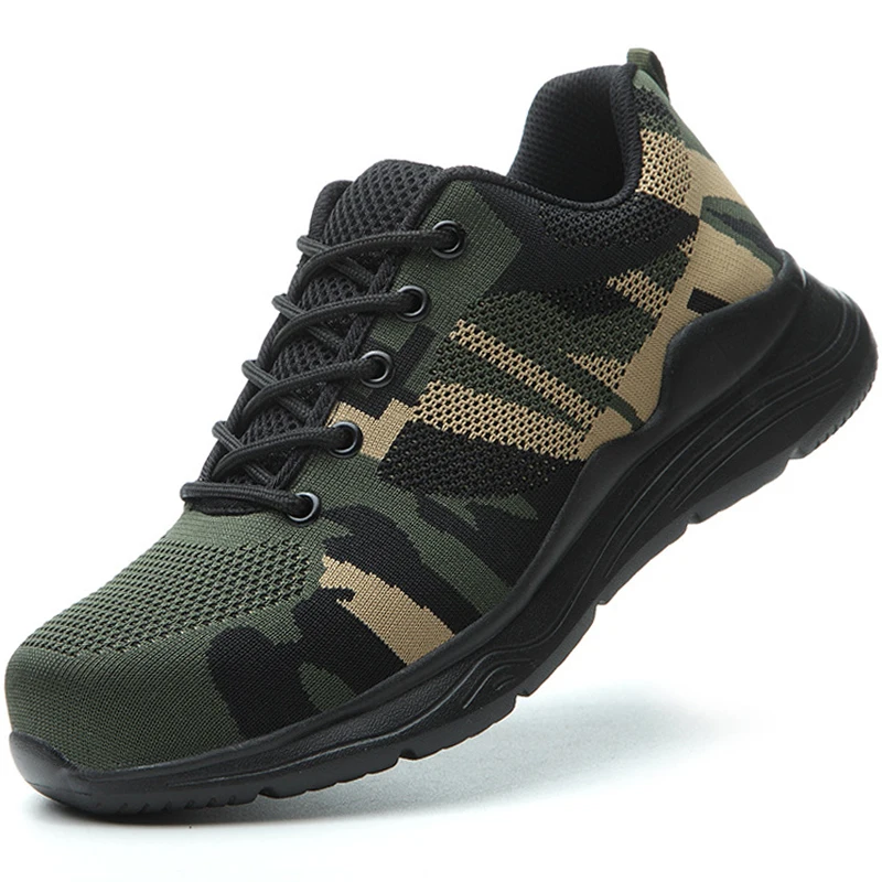

Lightweight Safety Shoes Men Boots Camouflage Work Shoes Construction Indestructible Shoes Work Sneakers Men Boots Security