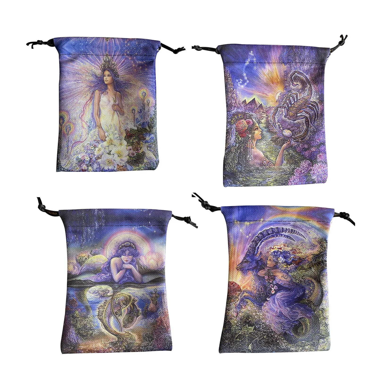 

Velvet Twelve Constellation Tarot Card Storage Bag 13x18cm Tarot Card Cloth Bag Jewelry Runes Dice Bag Drawstring Gifts Pouch