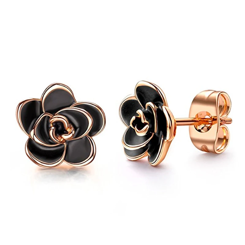 

Huian Classic Camellia Flower Stud Earring Delicate Women Accessory Daily Wearing Party with White/Black Jewelry
