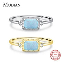 modian real 925 sterling silver fantastic natural opals finger rings for women wedding anniversary jewelry fine accessories anel