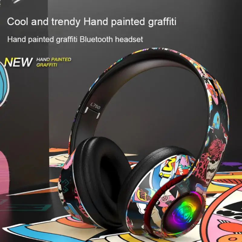 

L750 400 Mah Wireless Hand-painted Headphones Music Earphone Foldable Fashion Bluetooth-compatible Headset Tws Earbuds