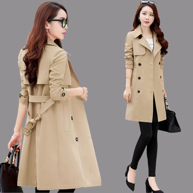 

Ropa Coreana Mujer Women's Trench Coats Spring 2022 Female Fashion Windbreakers With Lining Slim Oversize Jacket Long Coat 바람막이