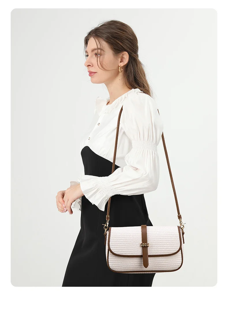 2022 New Women's Bag Contrast Color Small Square Bag Western Style Fashion Retro High-End Women's One-Shoulder Messenger Bag