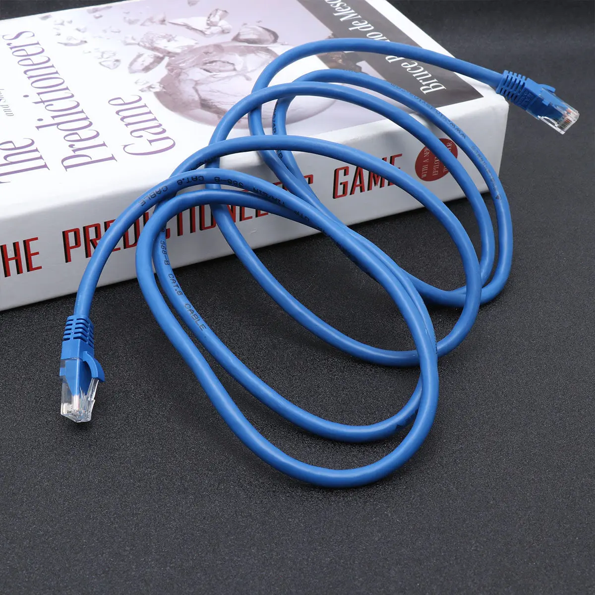 Фото 2-метровый синий кабель Ethernet Cat6 с позолоченными разъемами RJ45, защитой от перегиба и беззазорной конструкцией для №3