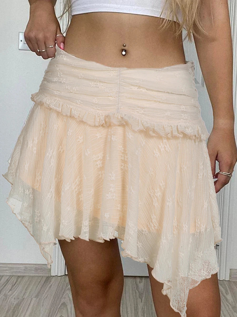 

Женская летняя сетчатая юбка с цветочным принтом, Повседневная Эластичная Асимметричная мини-юбка для пляжа, клубной уличной одежды, Лидер продаж, S, M, L