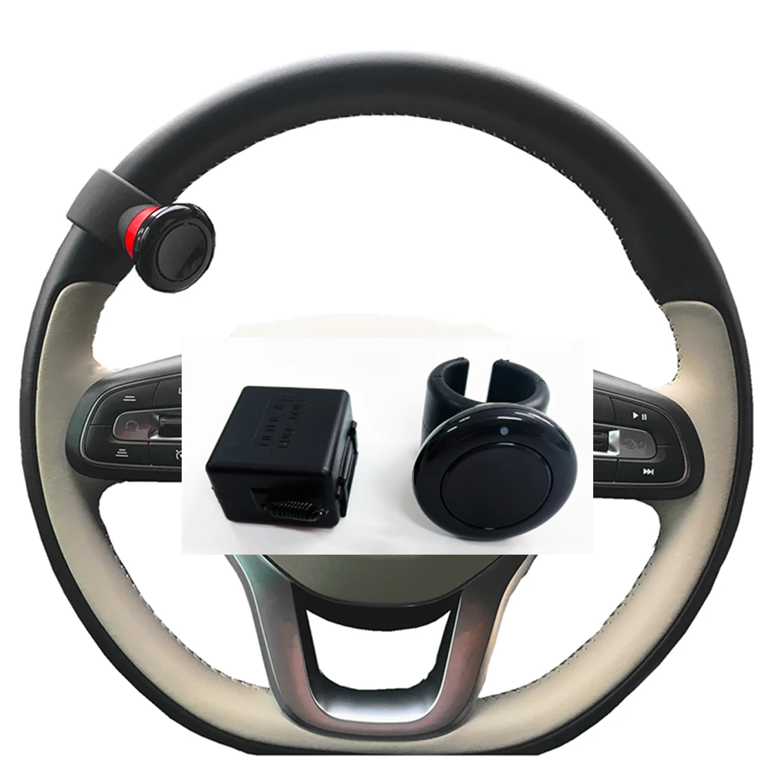 

Steering Wheel Wireless Horn Button 12V Black Universal + Receiver Box Horn Button Kit Truck Universal Button Switch