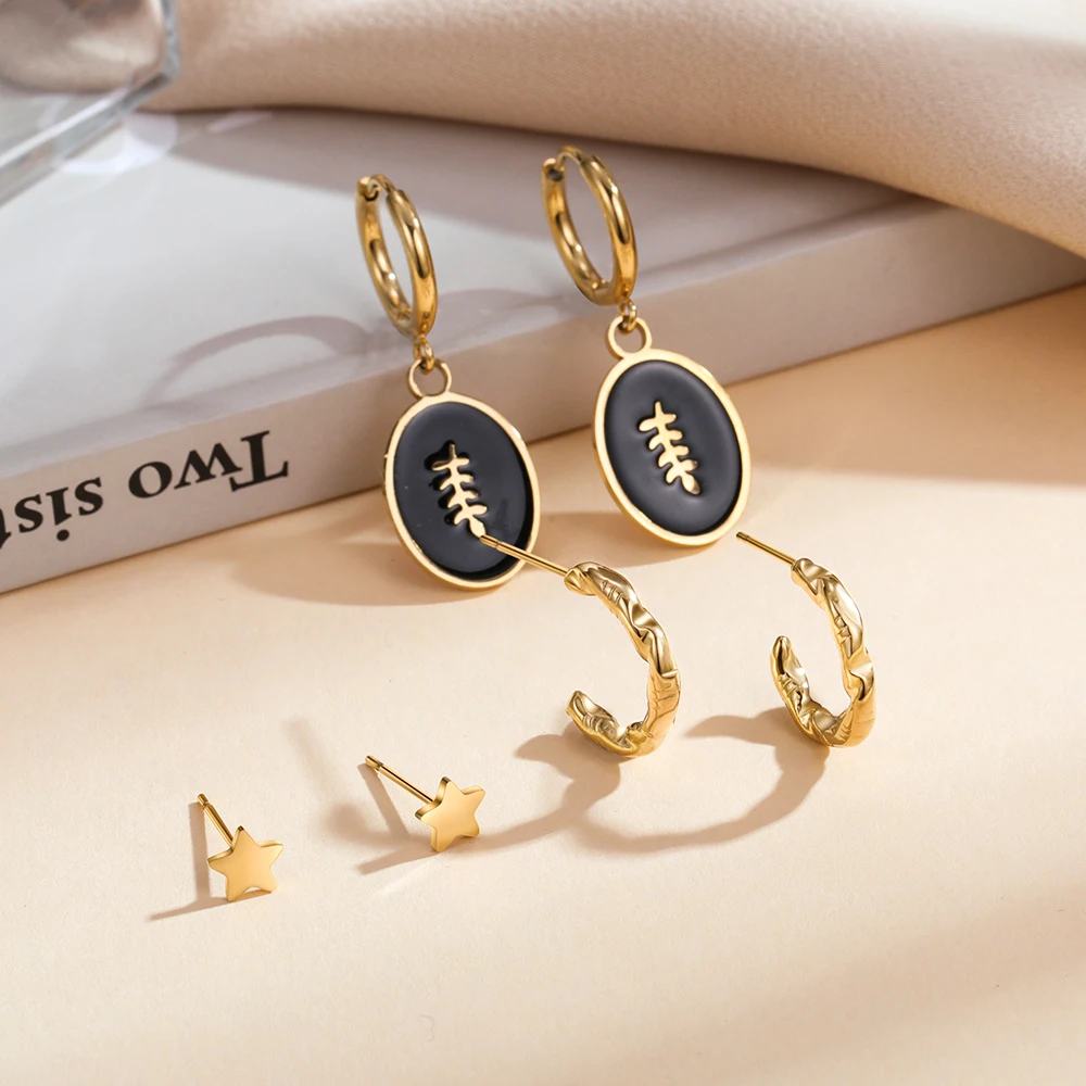 Набор серег из нержавеющей стали с эпоксидной смолой |