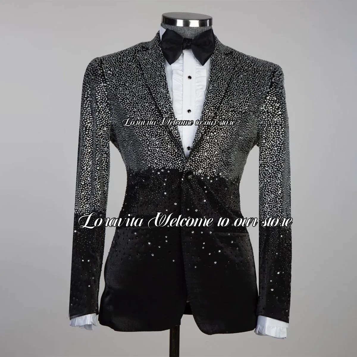 Модные мужские костюмы с блестящими кристаллами и цветами комплекты из 2