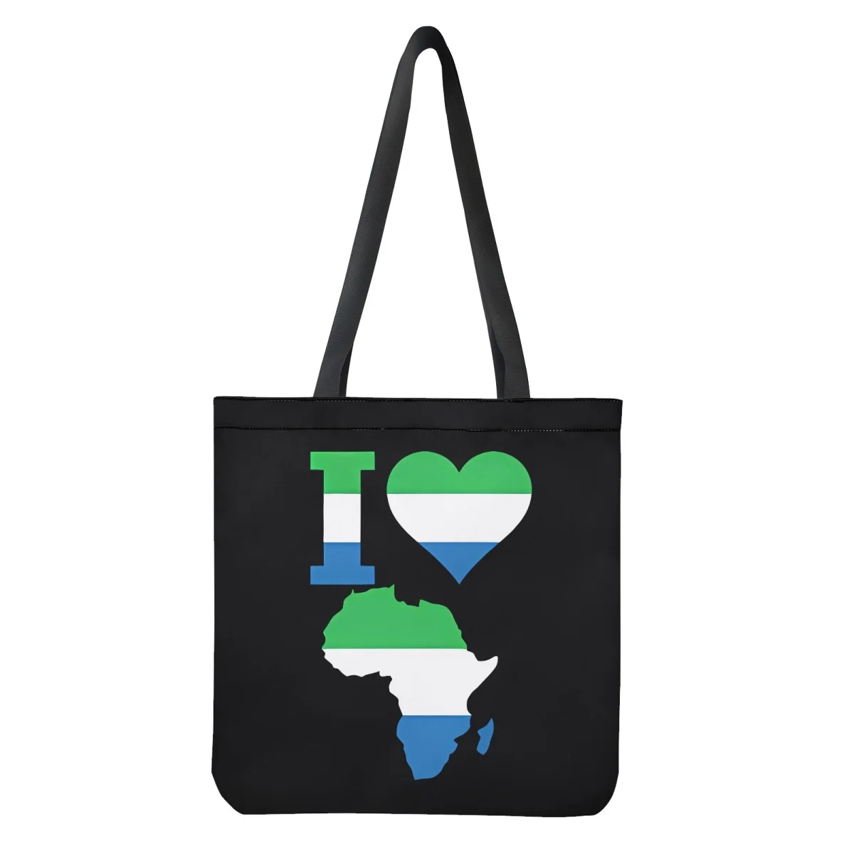 Foldable Large Shopping Storage Bags for Groceries Sierra Leone Flag Print Recyclable Grocery Tote Pouch Eco-Friendly Shoulder
