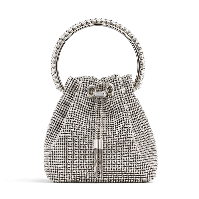 

Bling Diamonds Evening Clutch Bag Women Rhinestone Bucket Handbag Shoulder Crossbody Bag Ladies Dinner Banquet Purse Wedding Bag