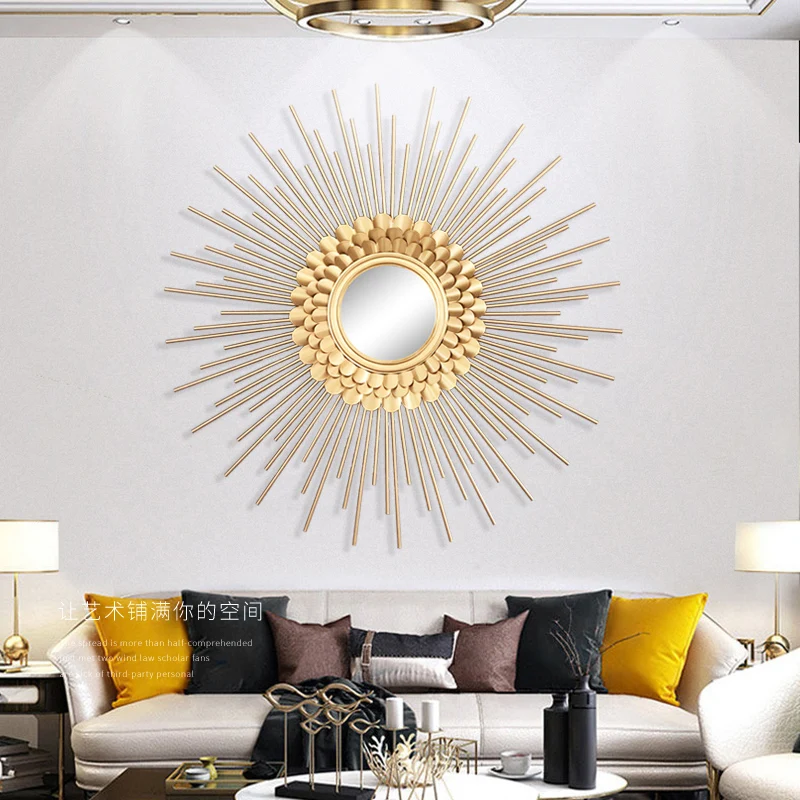 

Wall Decorative Mirror Round Metal Hanging Living Room Room Decor Aesthetic Mirror Makeup Espejo Home Decoration Accessories