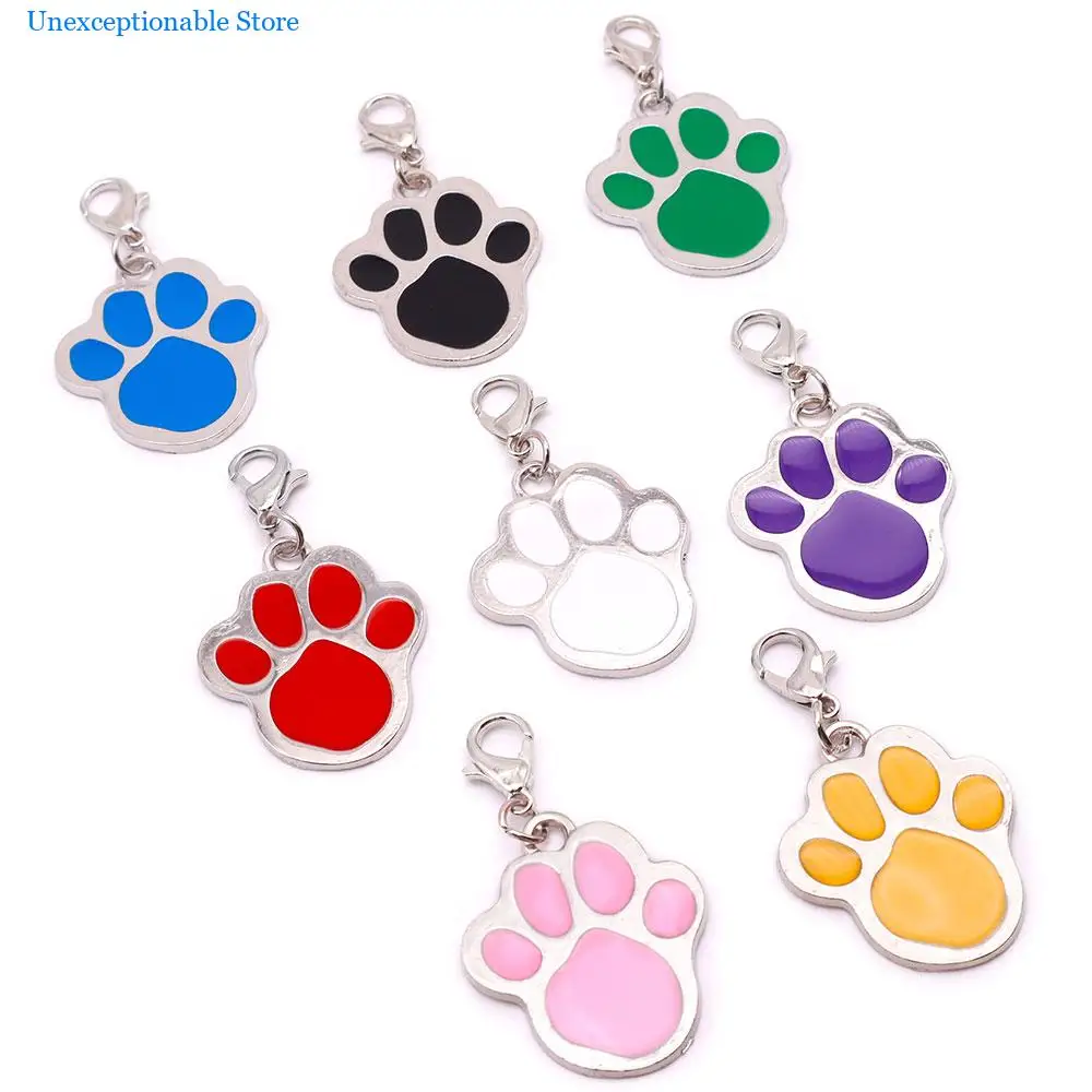 

10pcs Dog Footprint Pet ID Tag Metal Pet Cat Name Tags Collar Accessories Personalized Dog Paw Print Necklace Pendant Wholesale