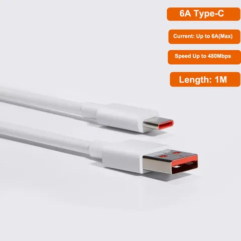 Оригинальный USB-кабель Xiaomi Тип C, зарядное устройство для телефона 5A/6A, быстрая зарядка для Xiaomi Redmi Note 10 Mi 11, кабели 5A 3A PD 65 Вт 120 Вт 1 м