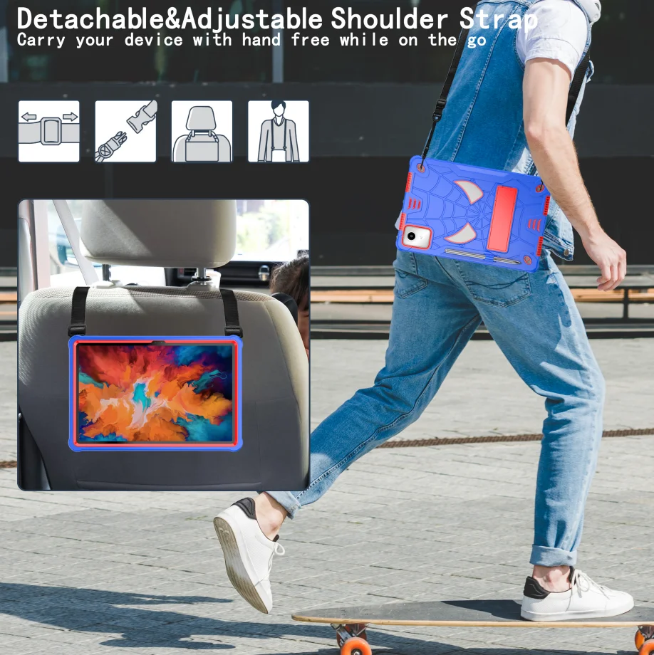 Чехол для Lenovo Tab M11 TB-331FC TB-330FU, 3-слойный противоударный мягкий силиконовый чехол-подставка для планшета с плечевым ремнем (art.: 3920c76f173cb) - 3920c76f173cb