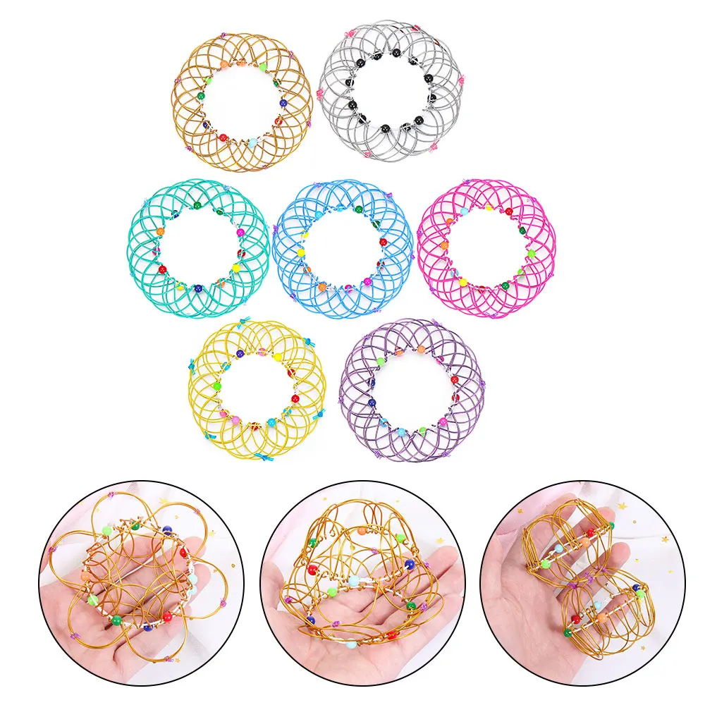 

Magic Mandala Flower Basket Toy Multiple Changes Magic Iron Hoop Toy Anxiety Relief Easy to Carry Creative Finger Toys
