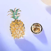 2022 new japanese and korean cute pineapple zircon collar pin womens coat pin cardigan button simple mini high end jewelry
