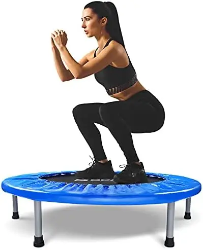 

Foldable Mini Trampoline, Fitness Trampoline with Safety Pad, Stable & Quiet Exercise Rebounder for Kids Adults Indoor/Garde