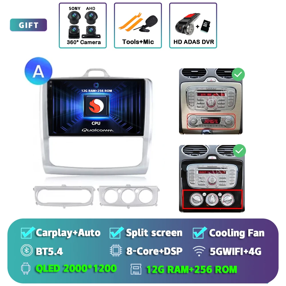 

Android 15 для Ford Focus 2 3 Mk2 Mk3 2004 2005 2006 2007-2011 Автомобильный радиоприемник с навигацией Мультимедийный плеер WIFI + 4G GPS Carplay Auto