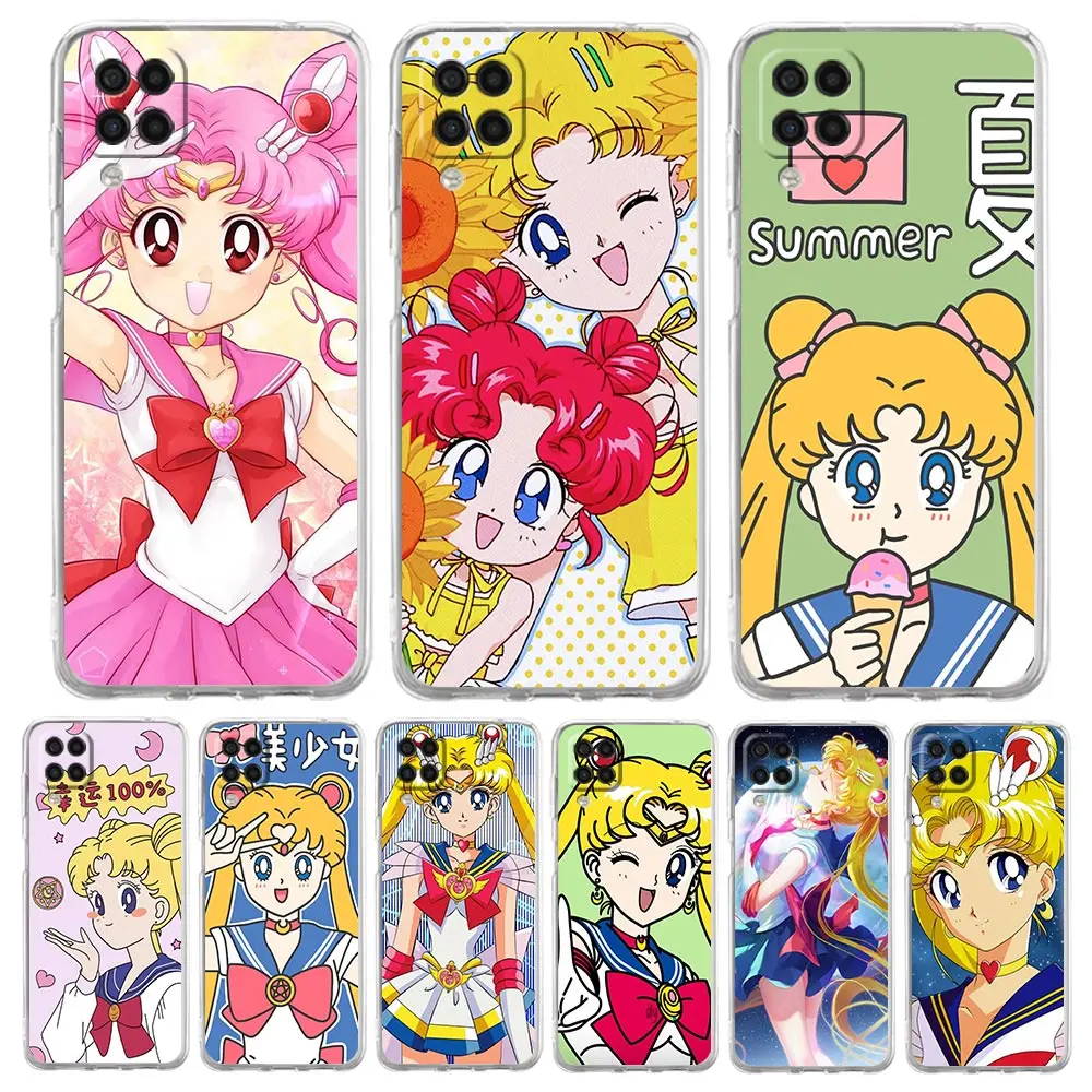 

Cartoon Sailor Moon Phone Case For Samsung Galaxy A51 A71 A21S A12 A11 A31 A41 A52S A32 A01 A03S A13 A22 5G Silicone Clear Cover