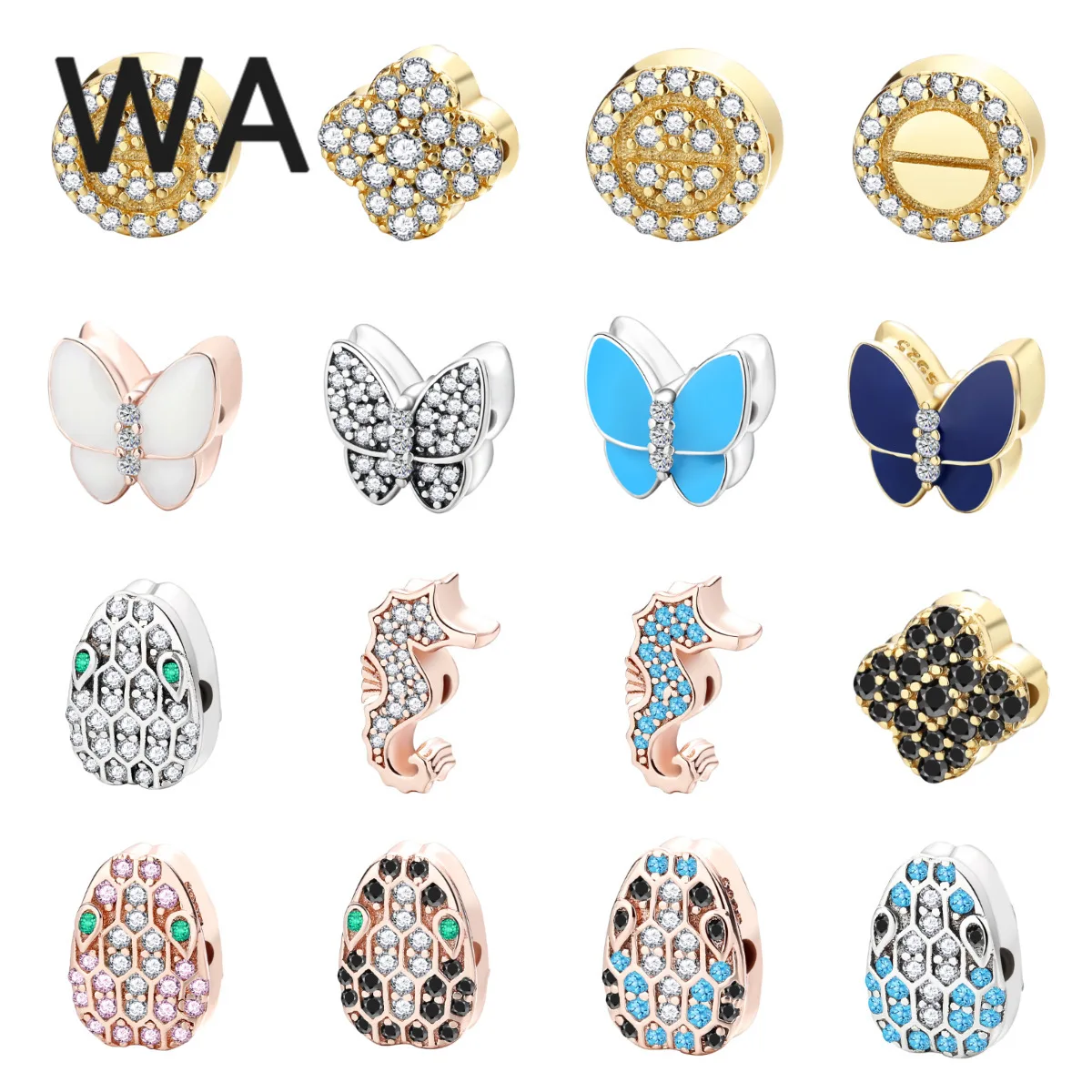 

Hot Sale 925 Sterling Silver Personality Simple Versatile Fashion Trend Inlaid Color Stone Various Women's Earrings