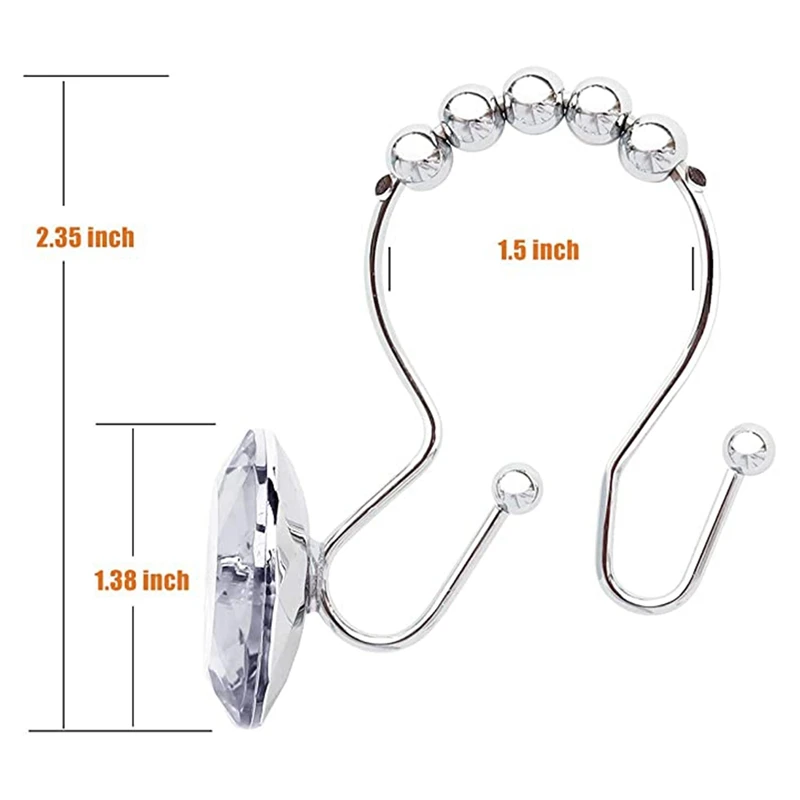 12 шт. крючки для занавесок душа кольца ванной комнаты двойные скользящие