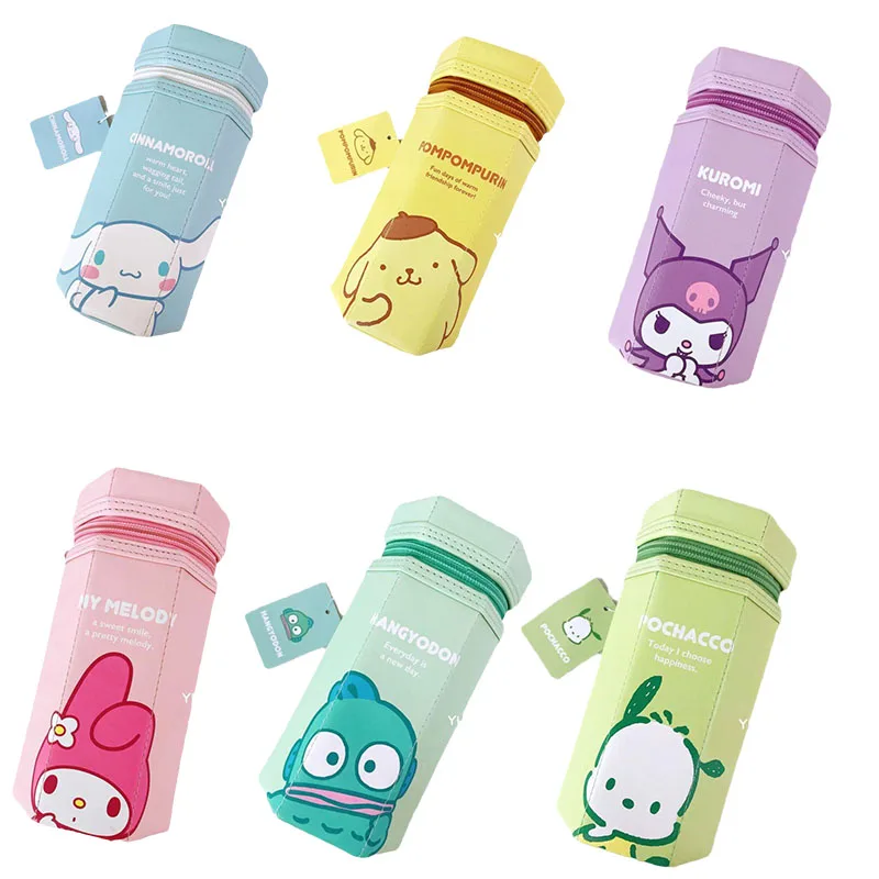 

Anime Kawaii Sanrios Cinnamoroll My Melody Kuromi Pochacco Hangyodon Vertical Pencil Case Cartoon Student Stationery Storage Bag