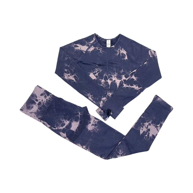 Новый комплект для йоги Tie Dye женщин костюм из 2 предметов фитнеса спортивные