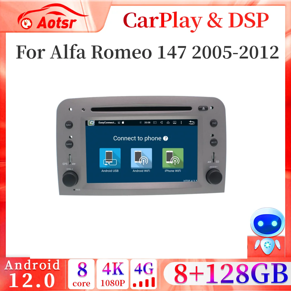 

For Alfa Romeo Spider 147 GT 2005-2012 Android Car Radio Audio Stereo Tape Recorder With WIFI BT 5.0 GPS Head Unit RDS AutoRadio