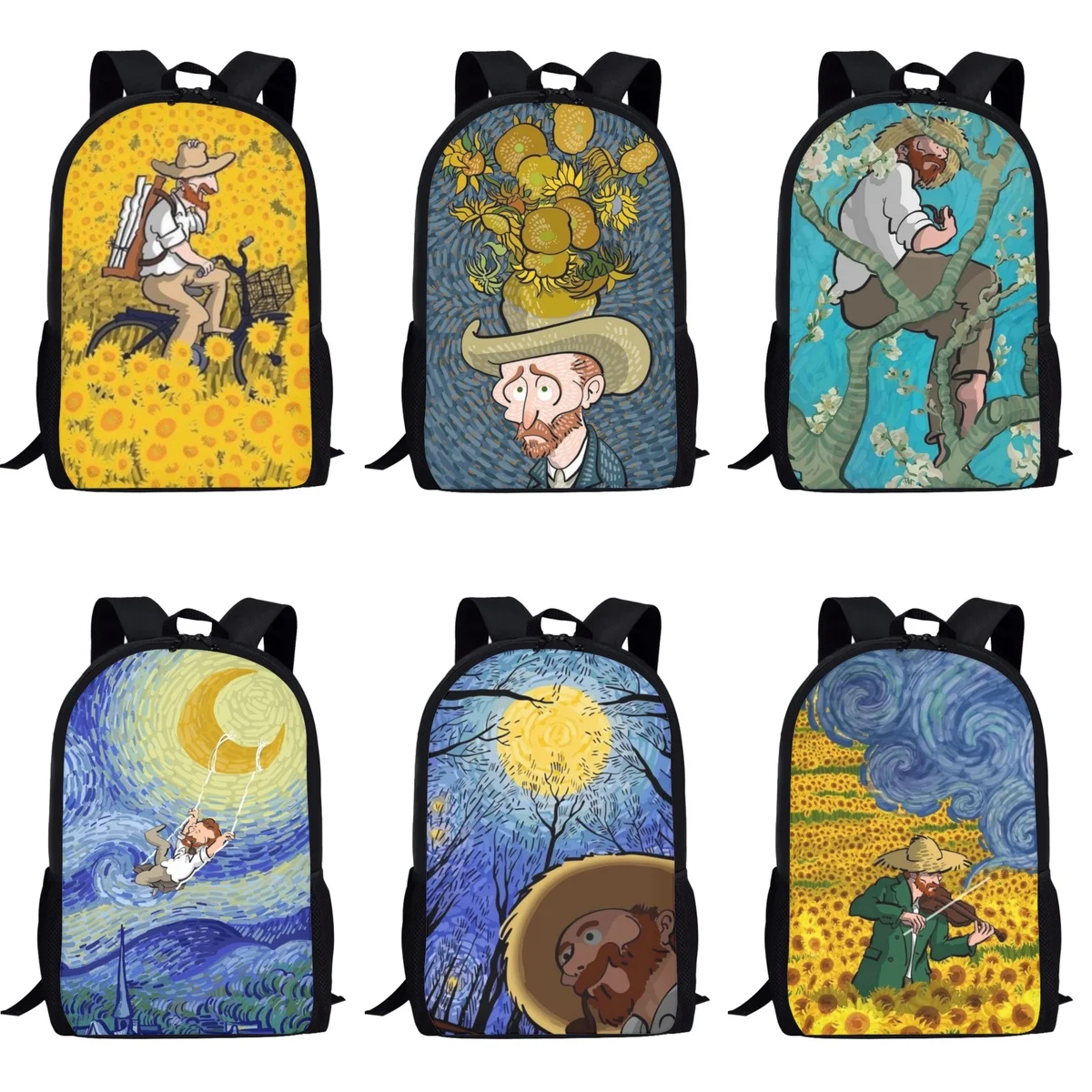 Art Van Gogh Printing School Bags for Kids Girls Casual Fashion Children Schoolbags Book Bags Large Student Laptop Bacpack 2023