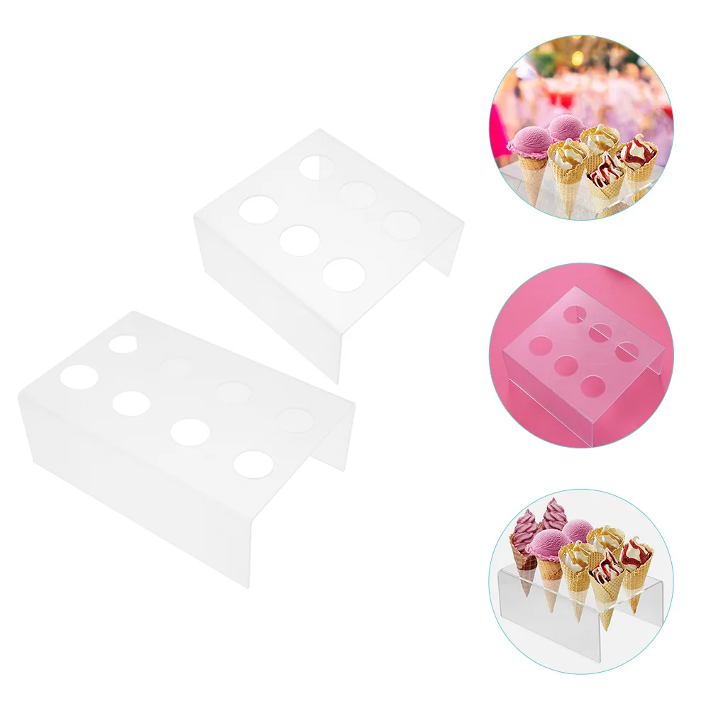 

2Pcs Racks Ice Cream Cone Holder Clear Ice Cream Stand Kitchen Essentials Ice Cream Cone Rack for Shop Display